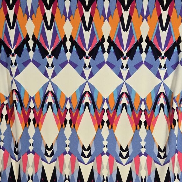 Vince Camuto Multicolor Blue Pink Orange Stretch Sheath Long Sleeve Dress Size 8 - Picture 2 of 14